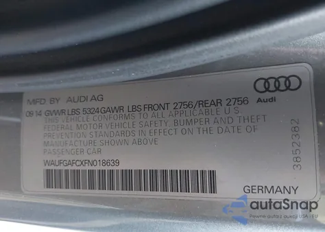 2015 Audi A6 3.0T Premium Plus z USA, uszkodzony, nr VIN WAUFGAFCXFN018639